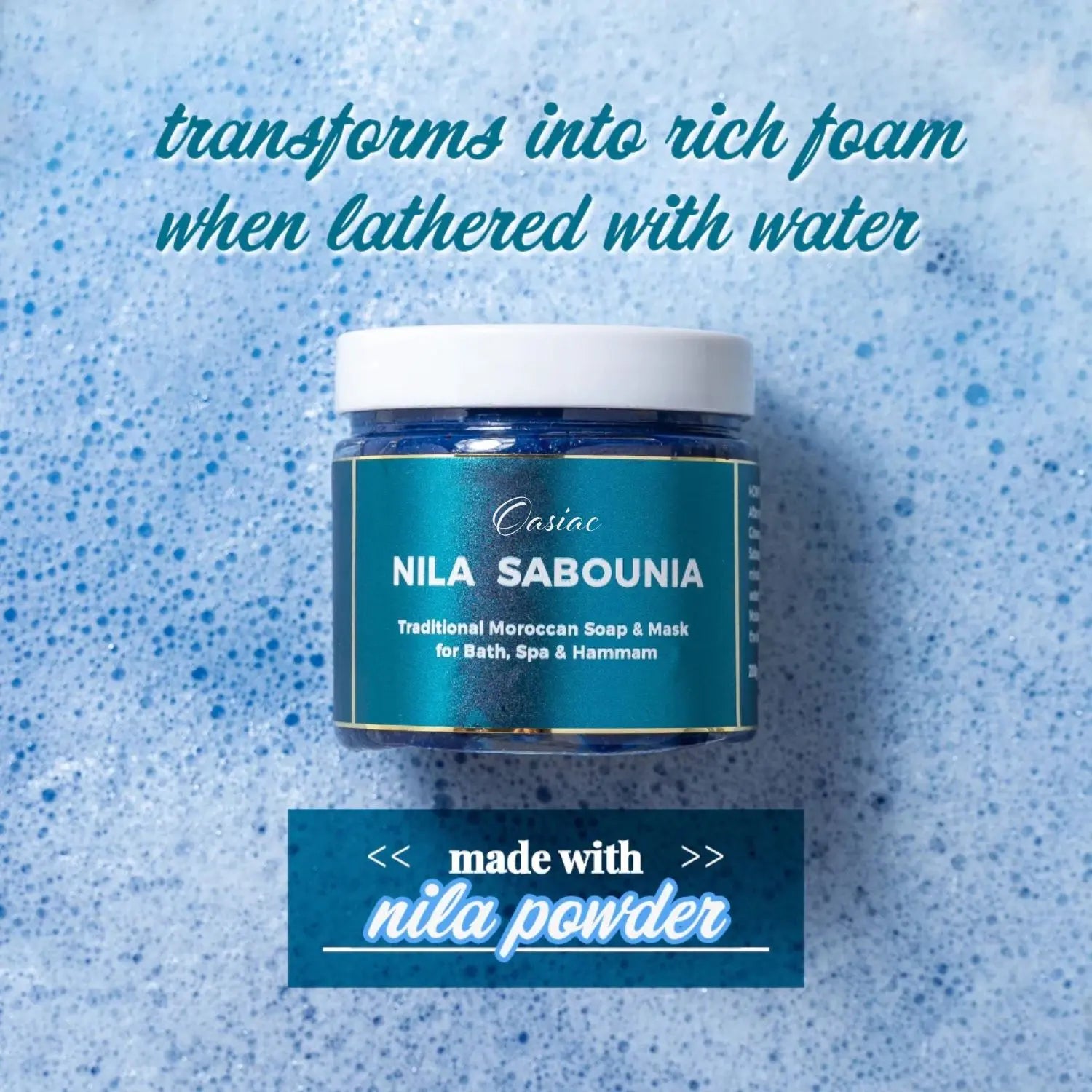 Nila Sabounia soap in rich foam