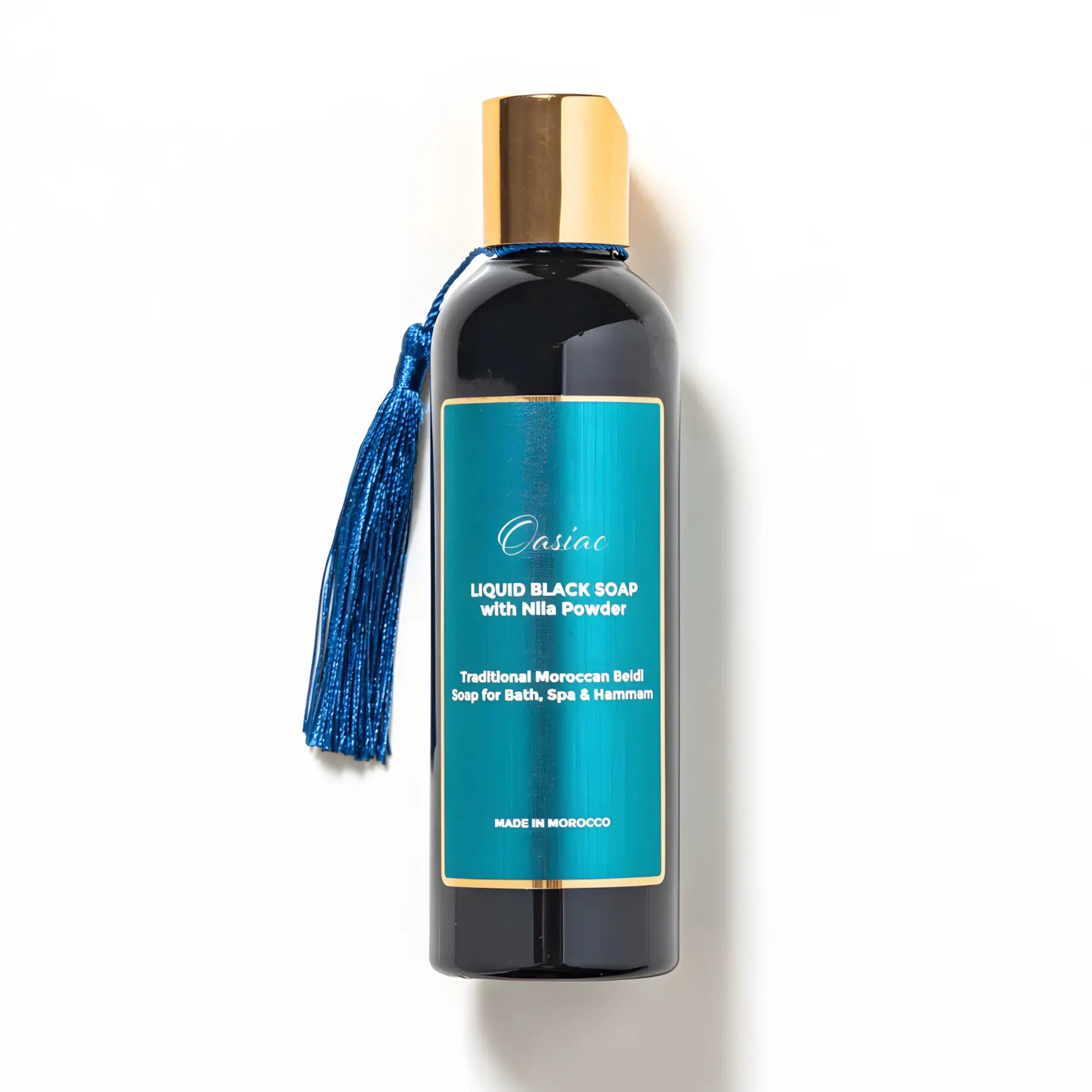 Liquid Moroccan Black Soap with Blue Nila, Brightening Hammam Cleanser Oasiac