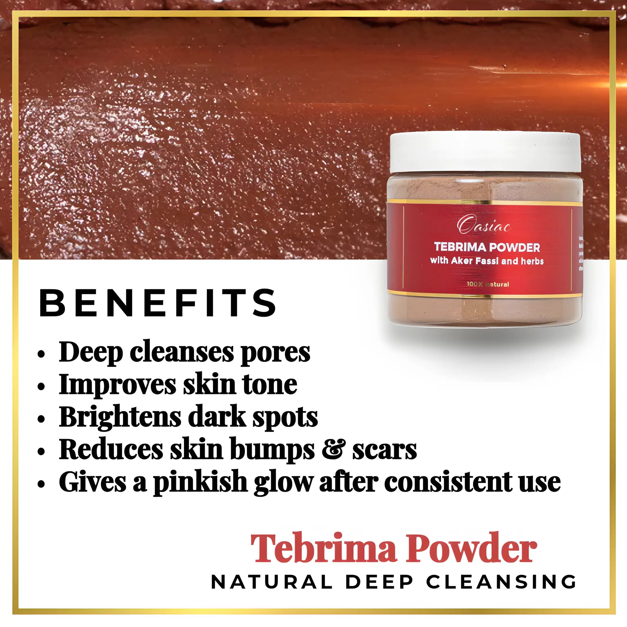Tebrima Herbal Powder for Face and Body, Skin Brightening Moroccan Secret Oasiac